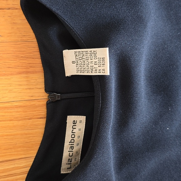 Black Liz Claiborne Asymmetrical Waist Dress- 8 - Picture 3 of 5